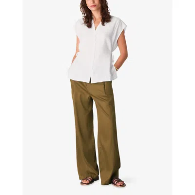 Whistles Womens White Side-tie Button-down Woven Shirt In White