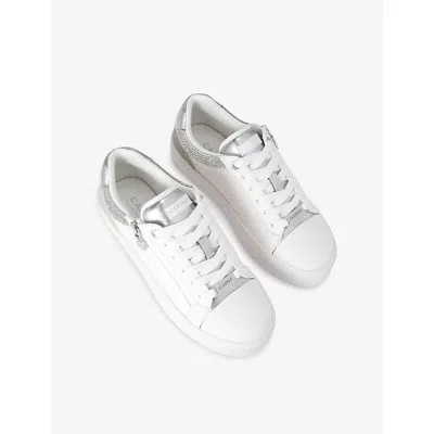 Carvela Womens Silver Com Statement Zip Faux-leather Trainers Eur 40 / 7 Uk In White