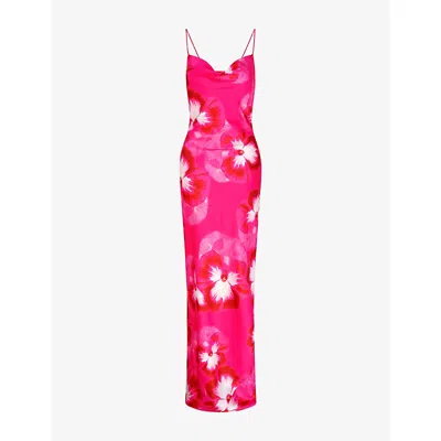 Omnes Womens Pink Ginny Floral-print Woven Maxi Dress