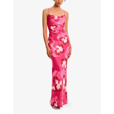 Omnes Womens Pink Ginny Floral-print Woven Maxi Dress