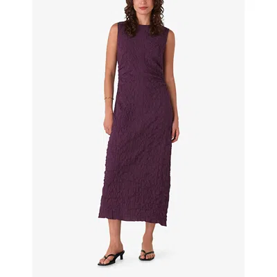 Whistles Womens Purple Lori Roun-neck Textured Sleeveless Stretch-woven Midi Dress In Purple