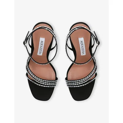 Aquazzura Womens Black Mistica 105 Leather Heeled Sandals Eur 39 / 6 Uk