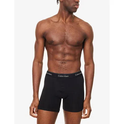 Calvin Klein Mens Wht Blue Leafy Fun Lgs Icon Pack-of-three Stretch-cotton Boxers In White