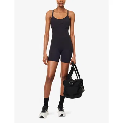 Gymshark Womens Black Strappy All-in-one Jersey Playsuit Xs