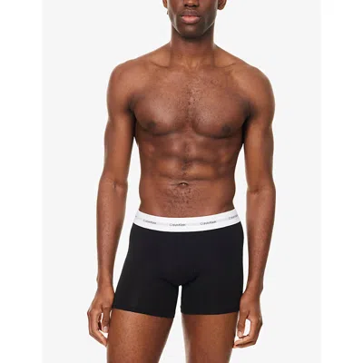 Calvin Klein Mens Black Black Black Logo-waistband Pack Of Three Stretch Modal And Cotton Briefs In Multi