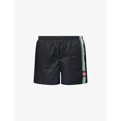Casablanca Patterned Shorts With Elastic Waistband And Side Stripe