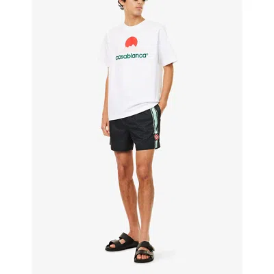 Casablanca Patterned Shorts With Elastic Waistband And Side Stripe