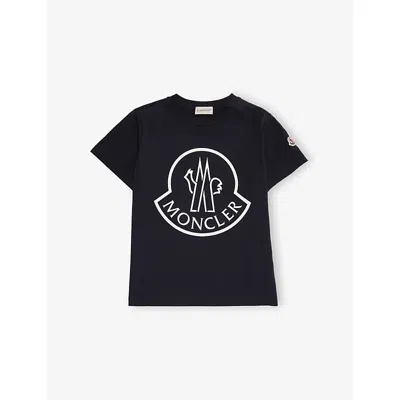 Moncler Logo Print T-shirt In Black