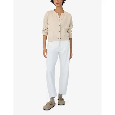 The White Company S Latte Stitch-trim Round-neck Cotton And Wool-blend Cardigan