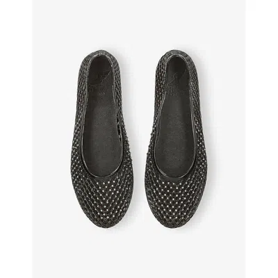 Ancient Greek Sandals Womens Black Iro Crystal-embellished Pvc Ballet Flats Eur 39 / 6 Uk
