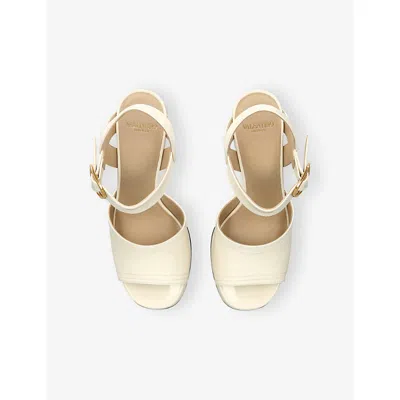 Valentino Womens Bone Fawcette 100 Patent-leather Sandals Eur 39 / 6 Uk