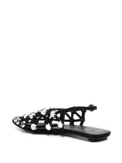 Attico Embellished Flat Sole Open Toe Sandals