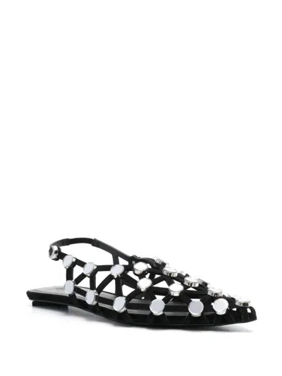 Attico Embellished Flat Sole Open Toe Sandals