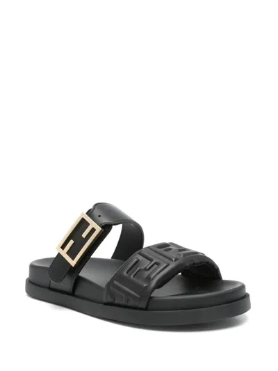 Fendi Nappa Leather Feel Double-band Slides Shoes