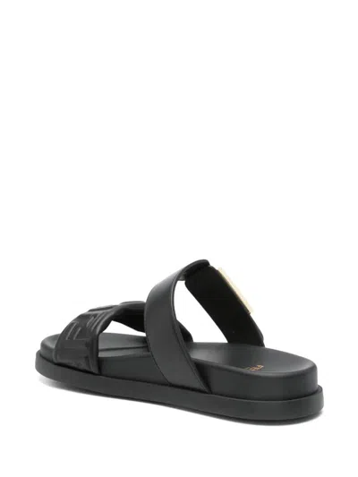 Fendi Nappa Leather Feel Double-band Slides Shoes