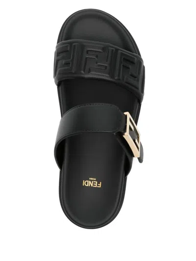 Fendi Nappa Leather Feel Double-band Slides Shoes