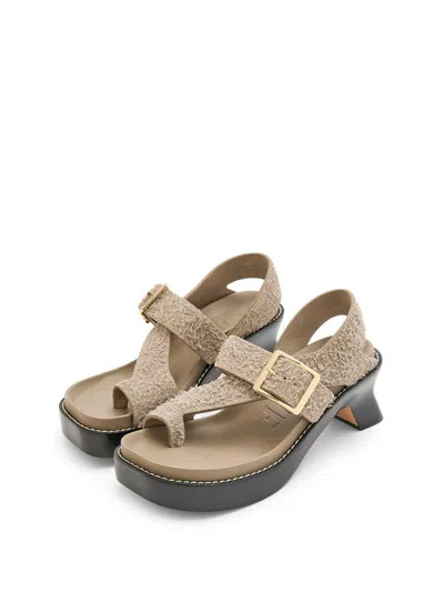 Loewe Ease Flip Flop Sandals With Heel Shoes In Green