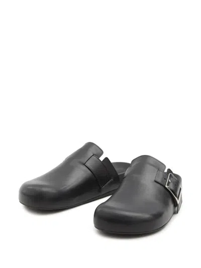 Loewe Ease Buckle Brushed Leather Clogs In Black
