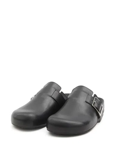 Loewe Ease Buckle Brushed Leather Clogs In Black