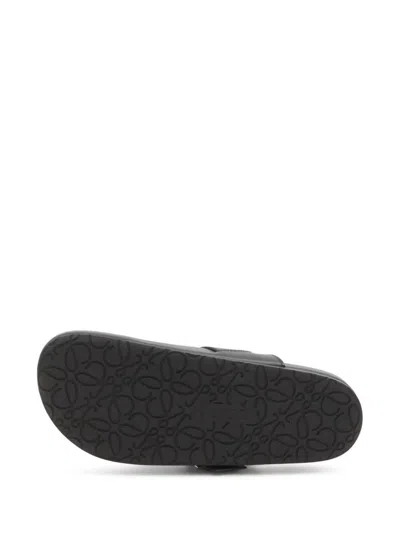 Loewe Ease Buckle Brushed Leather Clogs In Black