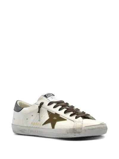Golden Goose Super-star Sneakers With Lizard Effect Star And Grey Heel Tab In White