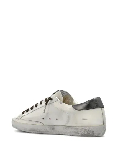 Golden Goose Super-star Sneakers With Lizard Effect Star And Grey Heel Tab In White