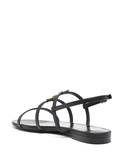 Saint Laurent Cassandra Calfskin Ysl Slingback Sandals