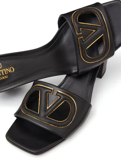 Valentino Garavani Women Vlogo Cut-out Leather Mules
