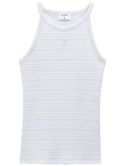 Filippa K Monogram-embroidered Striped Organic Cotton Tank Top