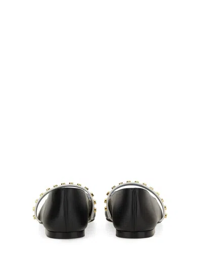 Alexander Mcqueen Studded Strap Ballerina Shoes In Black