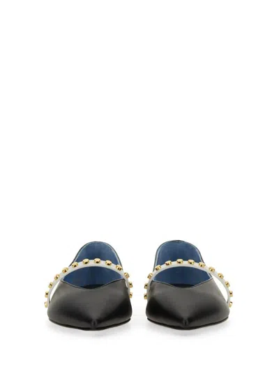 Alexander Mcqueen Studded Strap Ballerina Shoes In Black