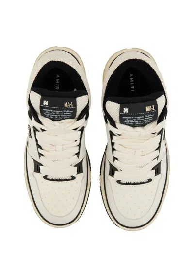 Amiri White And Black Chunky Sneakers With Logo Detail In Leather And Mixed Tech Fabrics Man In Neutral