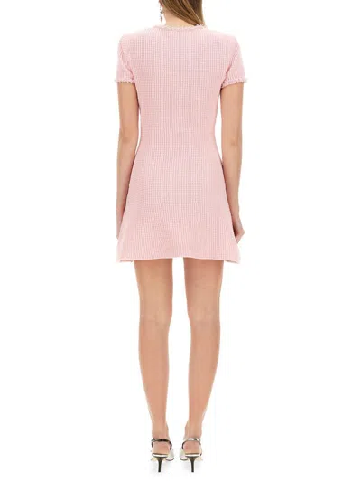 Self-portrait Womens Bead-embellished Short-sleeve Knit Mini Dress Pink
