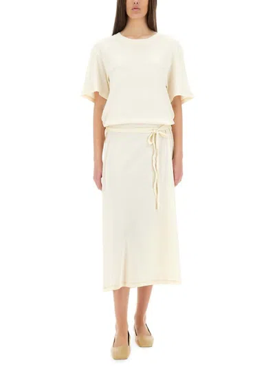 Lemaire Women T-shirt Dress With Belt In Neutral