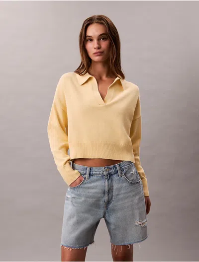 Calvin Klein Women's Smooth Cotton Polo Sweater