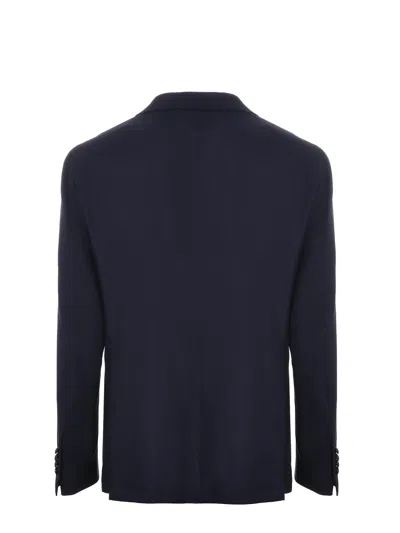 Tagliatore Single-breasted Wool Jacket With Lapel Collar In Blue