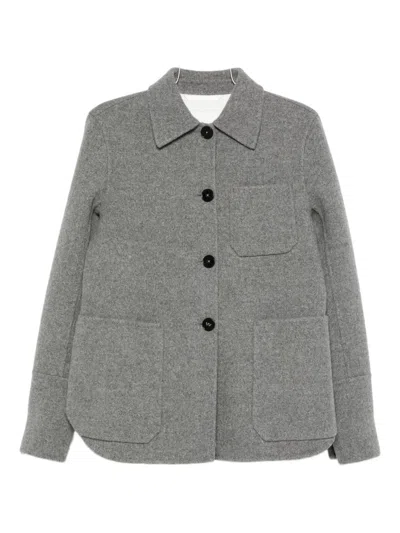 Jil Sander Patch-pocket Button-front Jacket In Gray