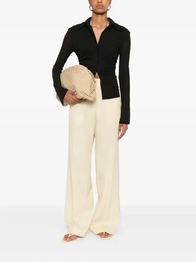 Jil Sander High-waisted Wool Trousers In Neutral