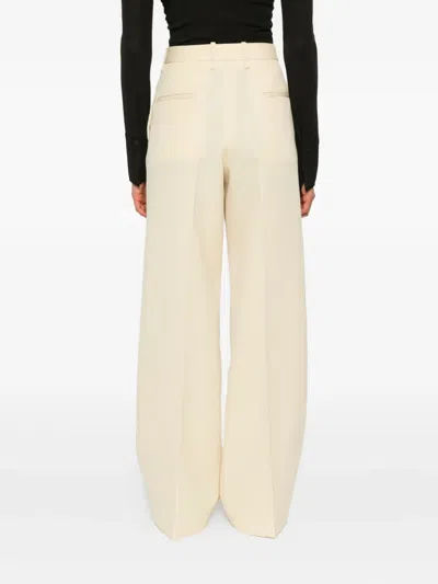 Jil Sander High-waisted Wool Trousers In Neutral