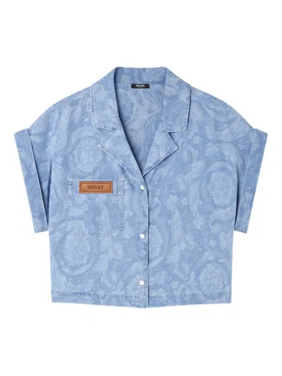 Versace Barocco-print Shirt In Blue