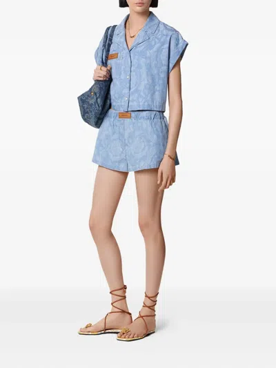 Versace Barocco-print Shirt In Blue