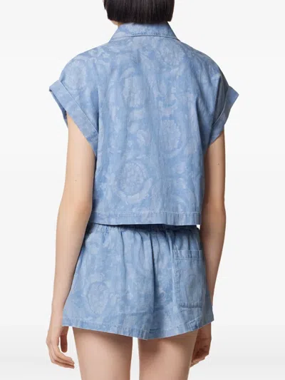 Versace Barocco-print Shirt In Blue