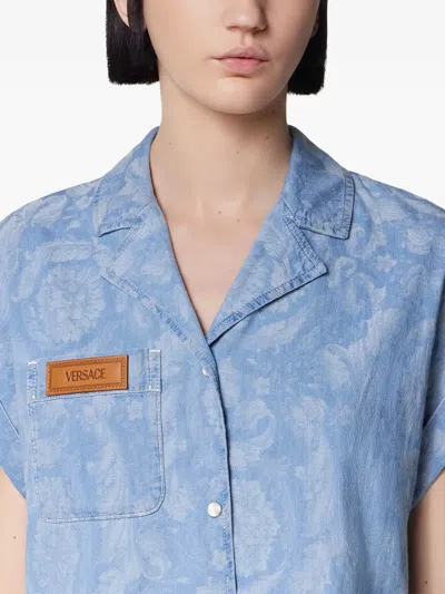 Versace Barocco-print Shirt In Blue