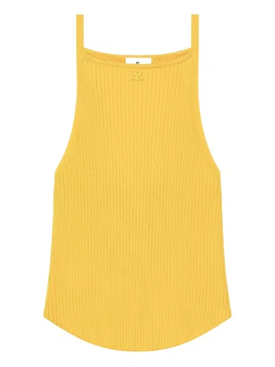 Courrèges Ribbed Tank Top In Yellow