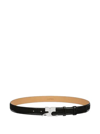 Courrèges Buckle Leather Belt In Black