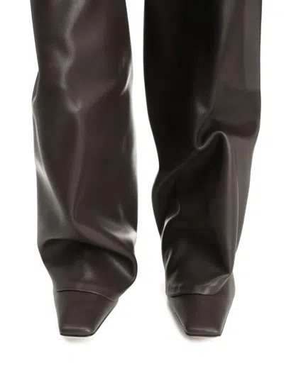 Attico Knee-high Boots With Pointed Toe And Stiletto Heel In Brown