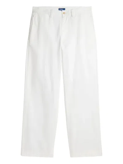 Polo Ralph Lauren Pleated Wide-leg Trousers In White