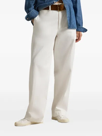Polo Ralph Lauren Pleated Wide-leg Trousers In White