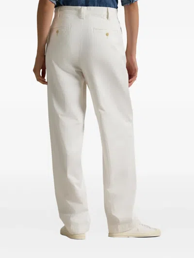 Polo Ralph Lauren Pleated Wide-leg Trousers In White
