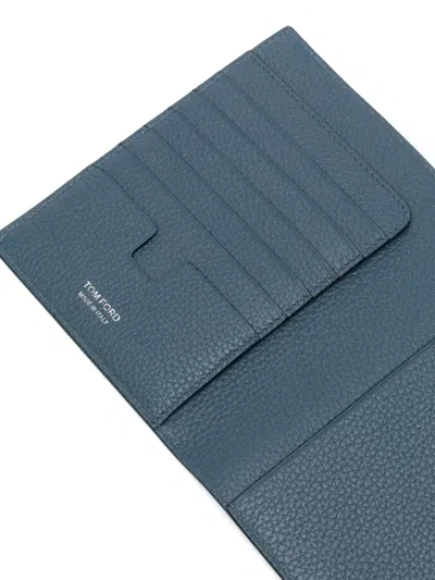 Tom Ford Leather Card Holder In Blue
